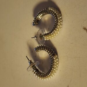 Pearl and silver earrings